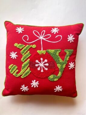 Holiday 'Joy' Decorative Throw Pillow by The Royal Standard- Red and Green